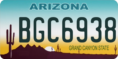 AZ license plate BGC6938