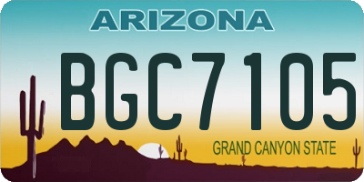 AZ license plate BGC7105
