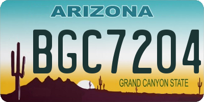 AZ license plate BGC7204