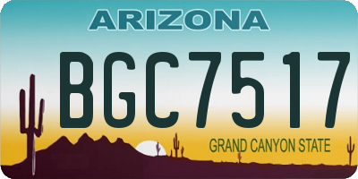 AZ license plate BGC7517