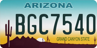 AZ license plate BGC7540