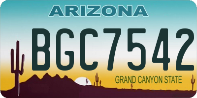 AZ license plate BGC7542