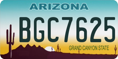 AZ license plate BGC7625