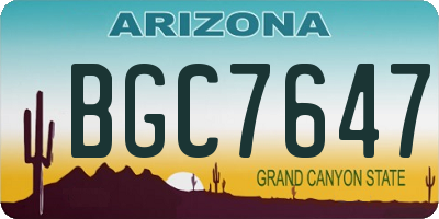 AZ license plate BGC7647