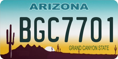 AZ license plate BGC7701