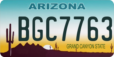AZ license plate BGC7763