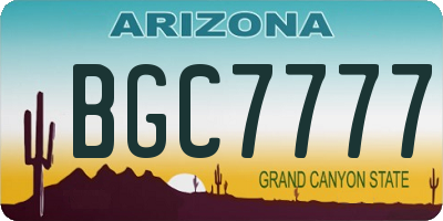 AZ license plate BGC7777