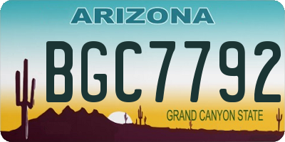 AZ license plate BGC7792