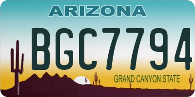 AZ license plate BGC7794