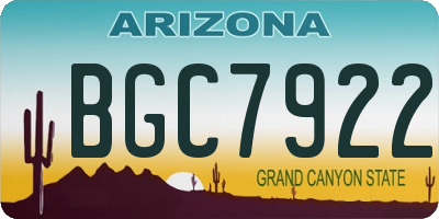 AZ license plate BGC7922