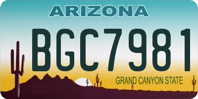 AZ license plate BGC7981