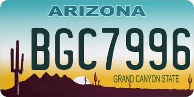 AZ license plate BGC7996