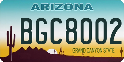 AZ license plate BGC8002