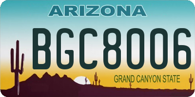 AZ license plate BGC8006