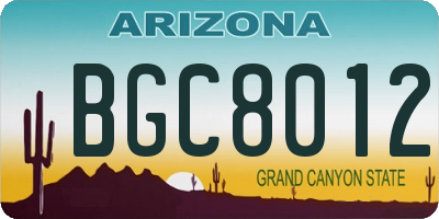 AZ license plate BGC8012