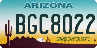AZ license plate BGC8022