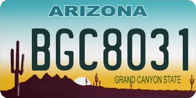 AZ license plate BGC8031