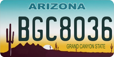AZ license plate BGC8036
