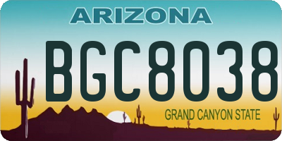 AZ license plate BGC8038
