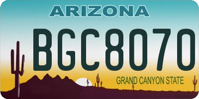 AZ license plate BGC8070
