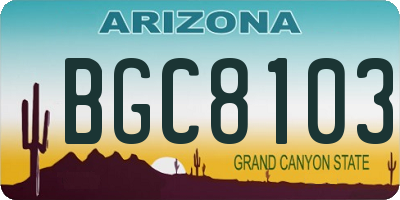 AZ license plate BGC8103