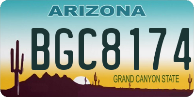 AZ license plate BGC8174