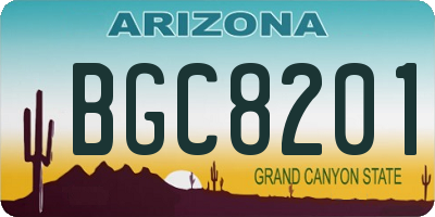 AZ license plate BGC8201