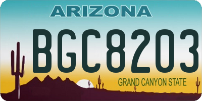 AZ license plate BGC8203
