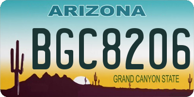 AZ license plate BGC8206