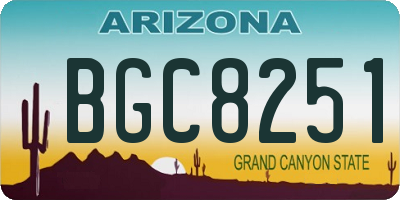 AZ license plate BGC8251