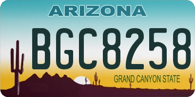 AZ license plate BGC8258