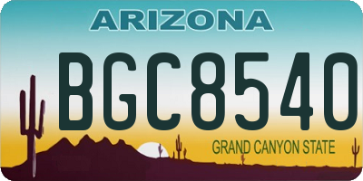 AZ license plate BGC8540