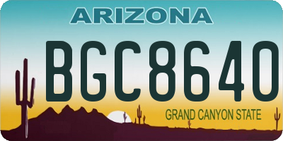 AZ license plate BGC8640