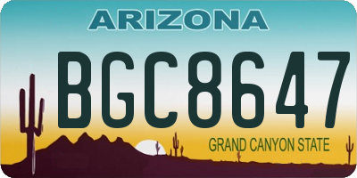 AZ license plate BGC8647