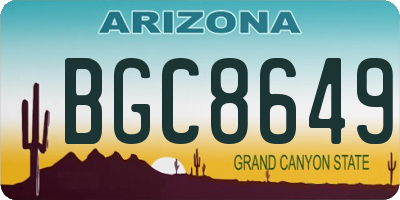 AZ license plate BGC8649