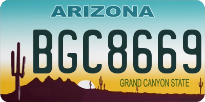 AZ license plate BGC8669