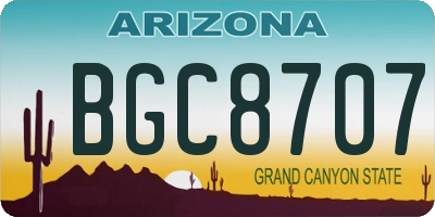 AZ license plate BGC8707