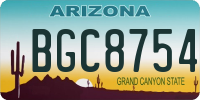 AZ license plate BGC8754