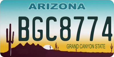 AZ license plate BGC8774