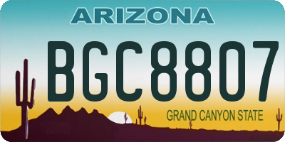 AZ license plate BGC8807