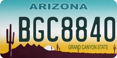 AZ license plate BGC8840