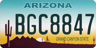 AZ license plate BGC8847