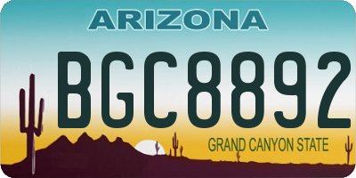 AZ license plate BGC8892