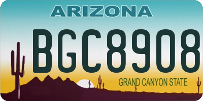 AZ license plate BGC8908