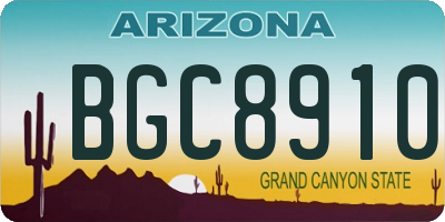 AZ license plate BGC8910