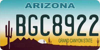 AZ license plate BGC8922