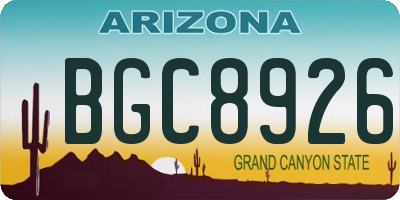 AZ license plate BGC8926