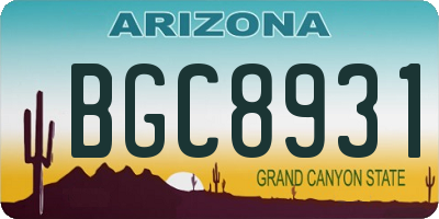 AZ license plate BGC8931
