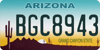 AZ license plate BGC8943
