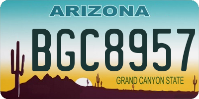 AZ license plate BGC8957
